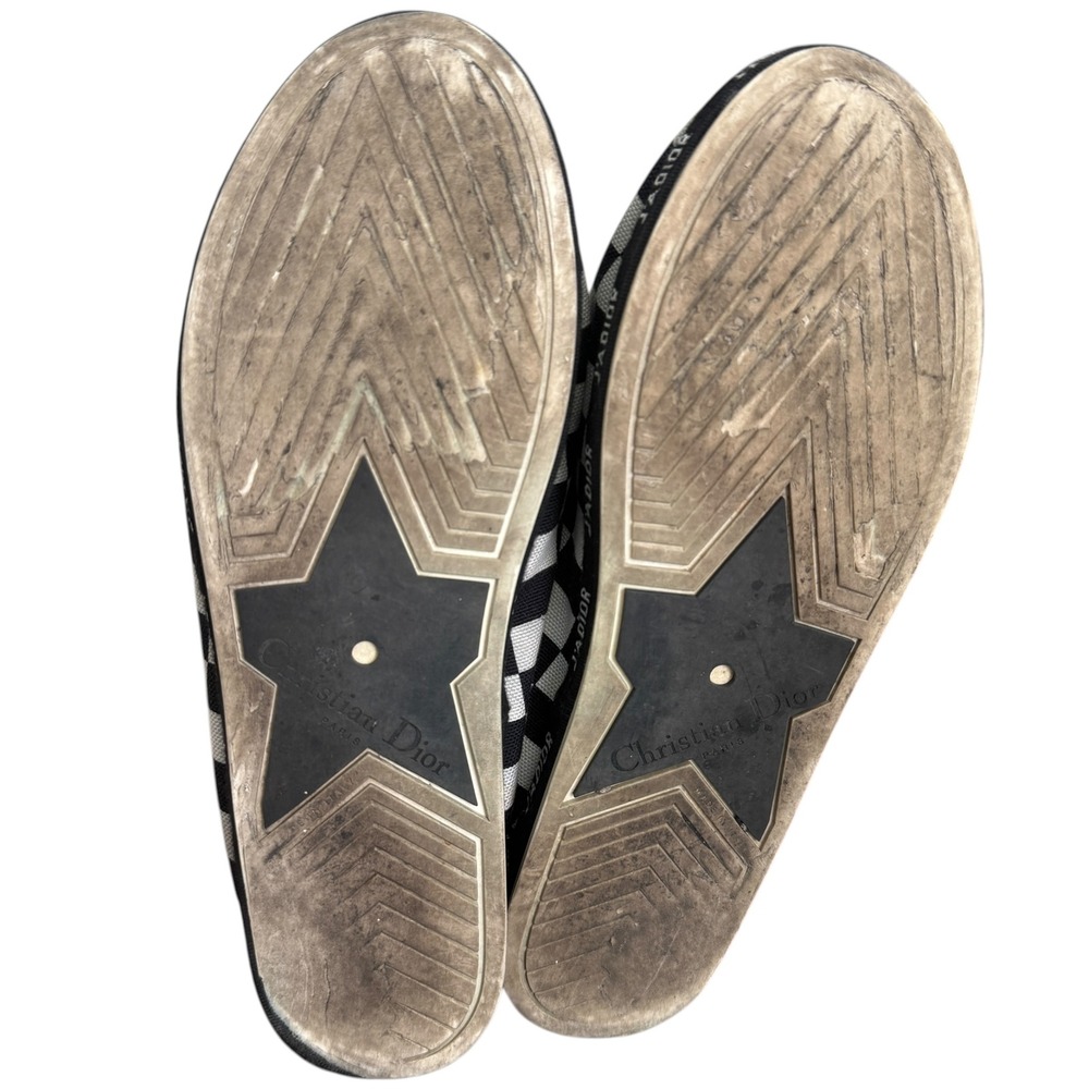 Christian Dior J'Adior Black White Checkerboard Canvas Flats 36.5 CL0118 - Picture 5 of 7